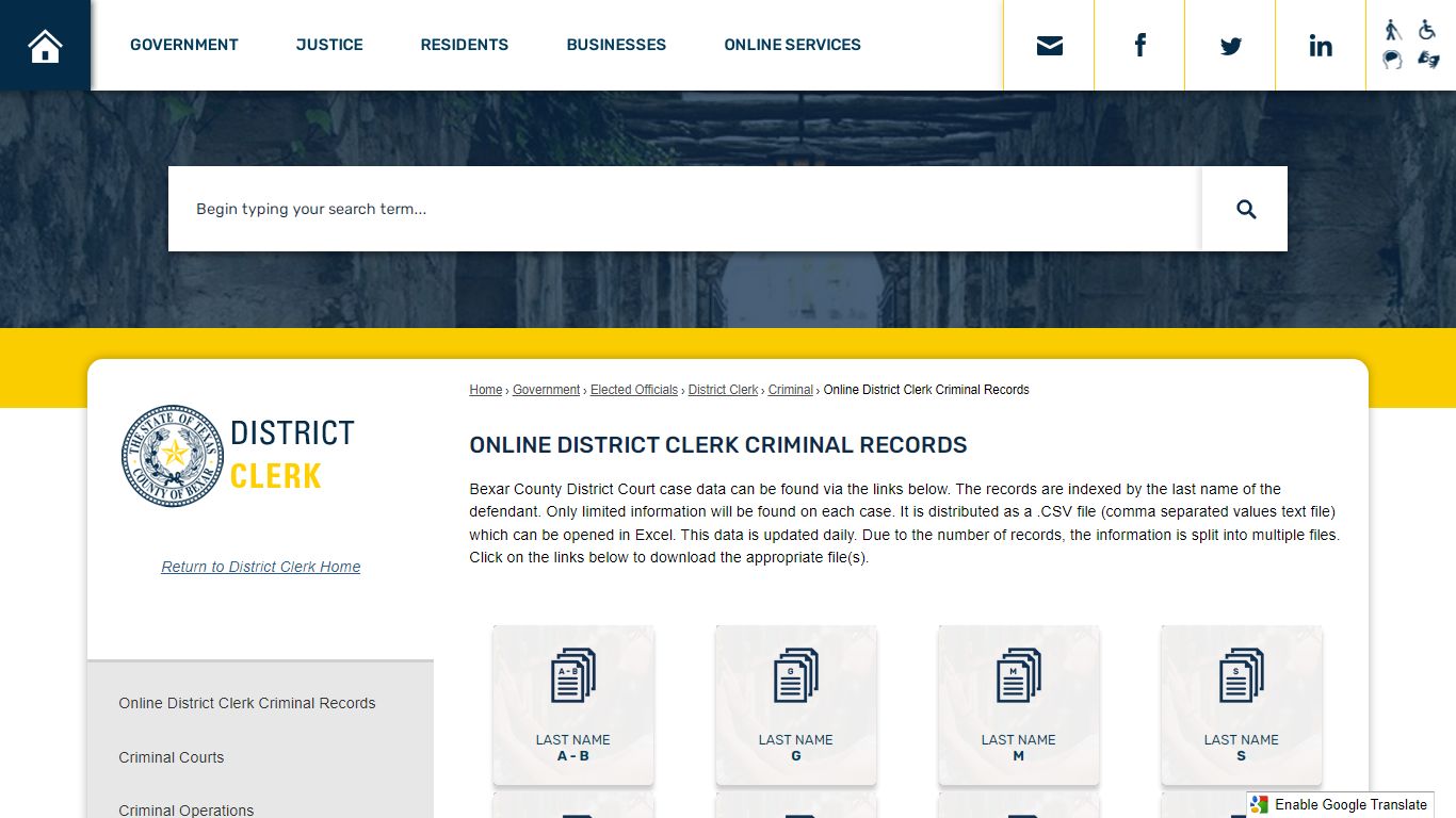 Online District Clerk Criminal Records - Bexar County, TX